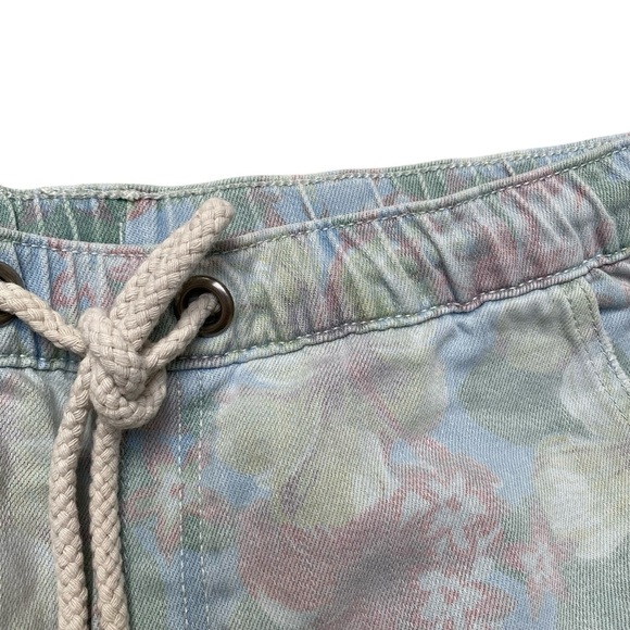 Aerie Floral Denim Shorts – Size Small Blue Jean Drawstring Frayed Hem Casual - Picture 4 of 11